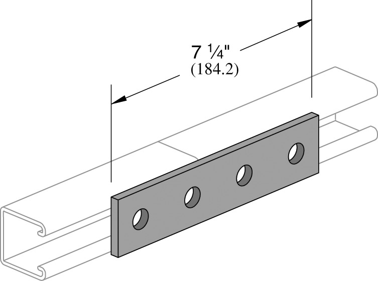 5-Hole Flat T Splice Plate For Unistrut Channel – P1726 (Box Of 4)