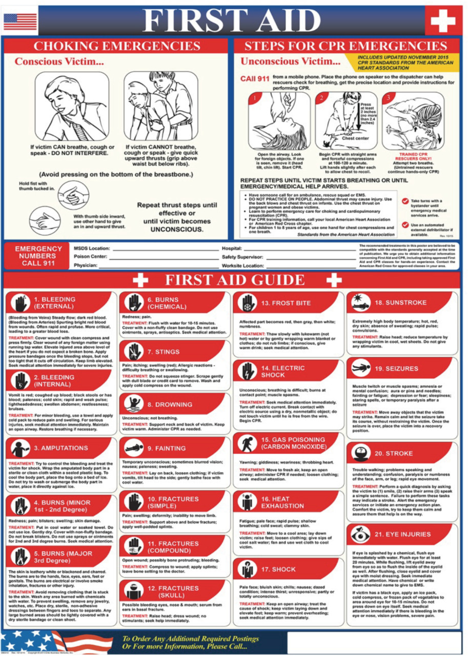 White Cap | Certified Safety First Aid Poster - English