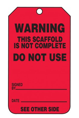 White Cap | Accuform Signs Scaffold Status Safety Tag: Warning - Do Not Use