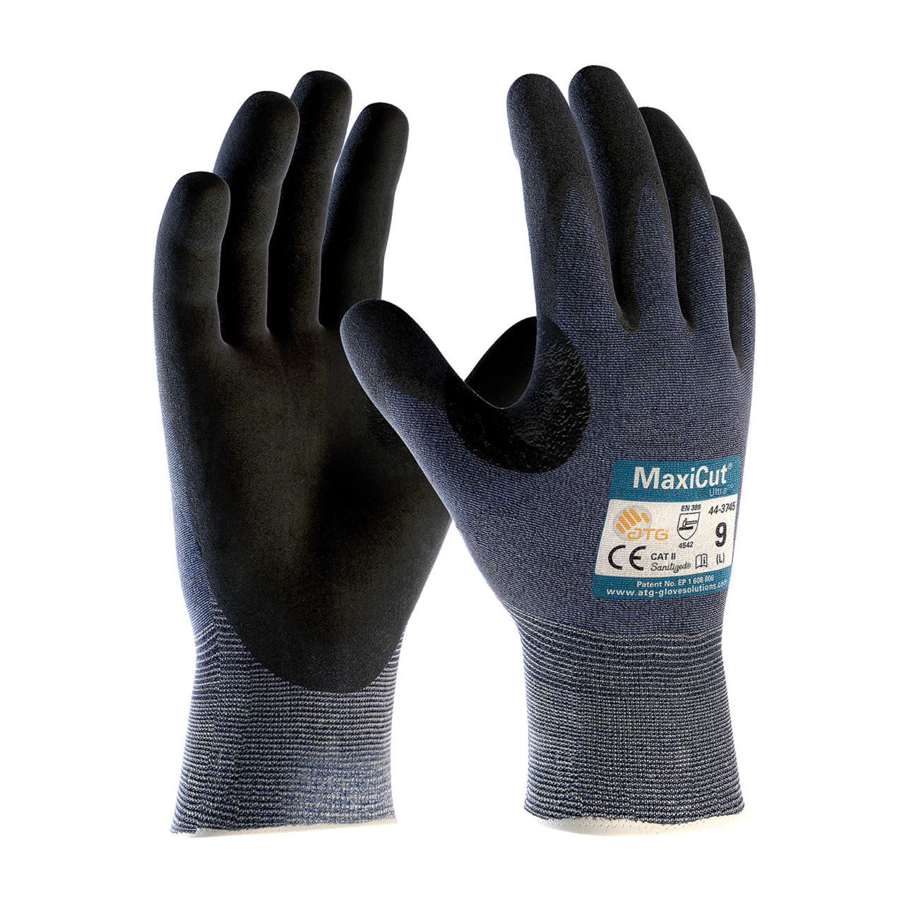 White Cap  MaxiCut Ultra XL Black Microfoam ANSI Cut A3 En 5 Nitrile  Coated Palm And Finger Tips Cut Resistant Gloves by ATG