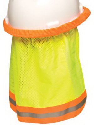 White Cap | MSA SunShade Yellow/Green Nylon Hard Hat Protector